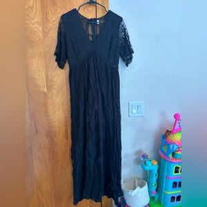 Pinkblush Maternity Elegant Black Lace short Sleeve Dress